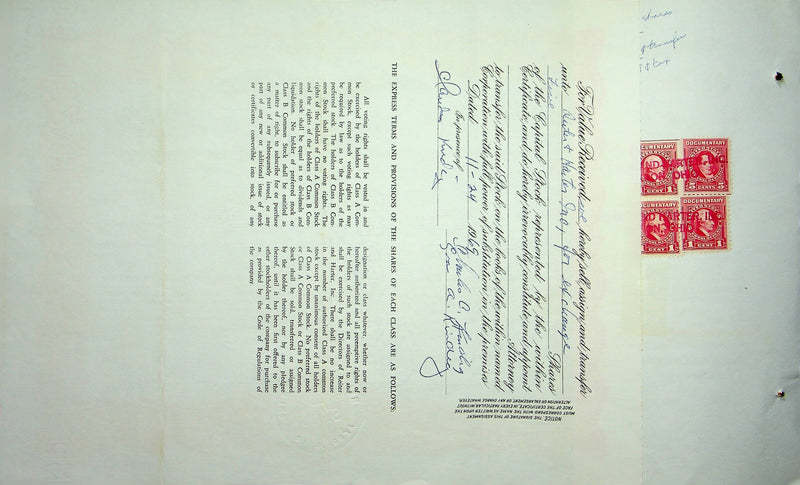 Reiter Dairy Company Stock Certificate Bond Scripophilly Akron Ohio 1966 No 312