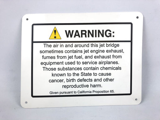 California Prop 65 Jet Engine Exhaust Fumes Airplane Air Warning Sign 11"x8.5" 1