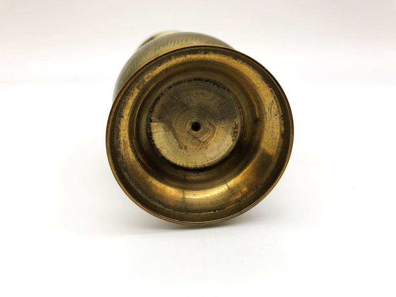 Vintage Solid Brass Vase Etched Enamel Floral Pattern 6in Tall Hand Engraved 7