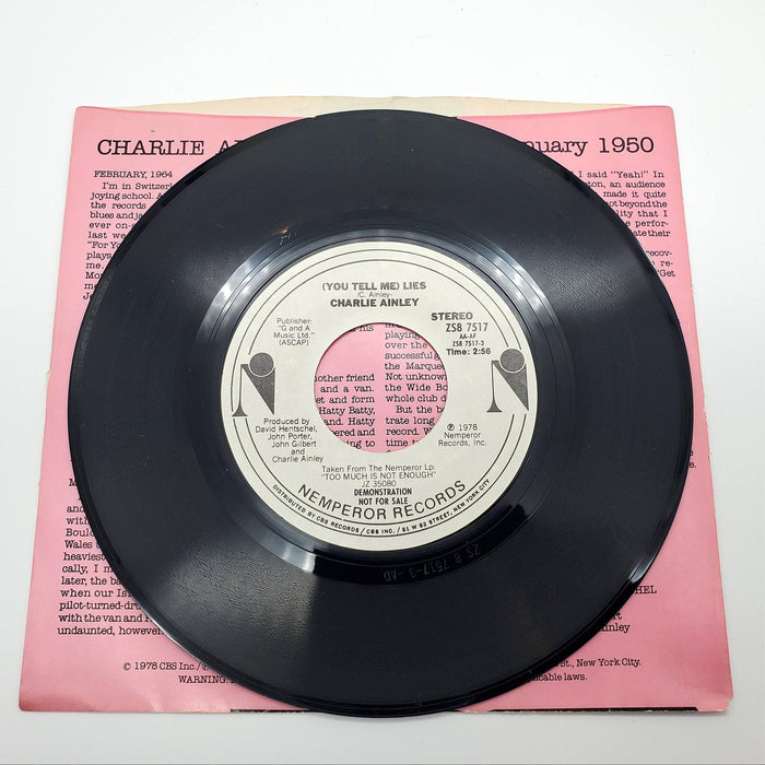 Charlie Ainley You Tell Me Lies Single Record Nemperor 1978 ZS8 7517 PROMO 3