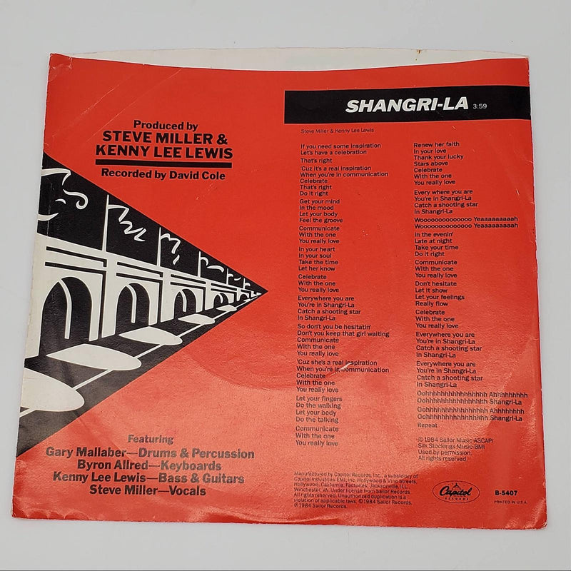 Steve Miller Band Shangri-La Single Record Capitol Records 1984 B-5407 2