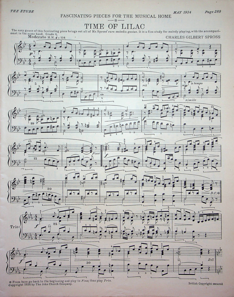 Marigolds Sheet Music Piano Vocal Song Gustav Klemm Gene Brown 1934 Etude Mag 1