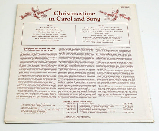 Christmastime In Carol And Song 33 RPM LP Record RCA 1968 PRS-271 2