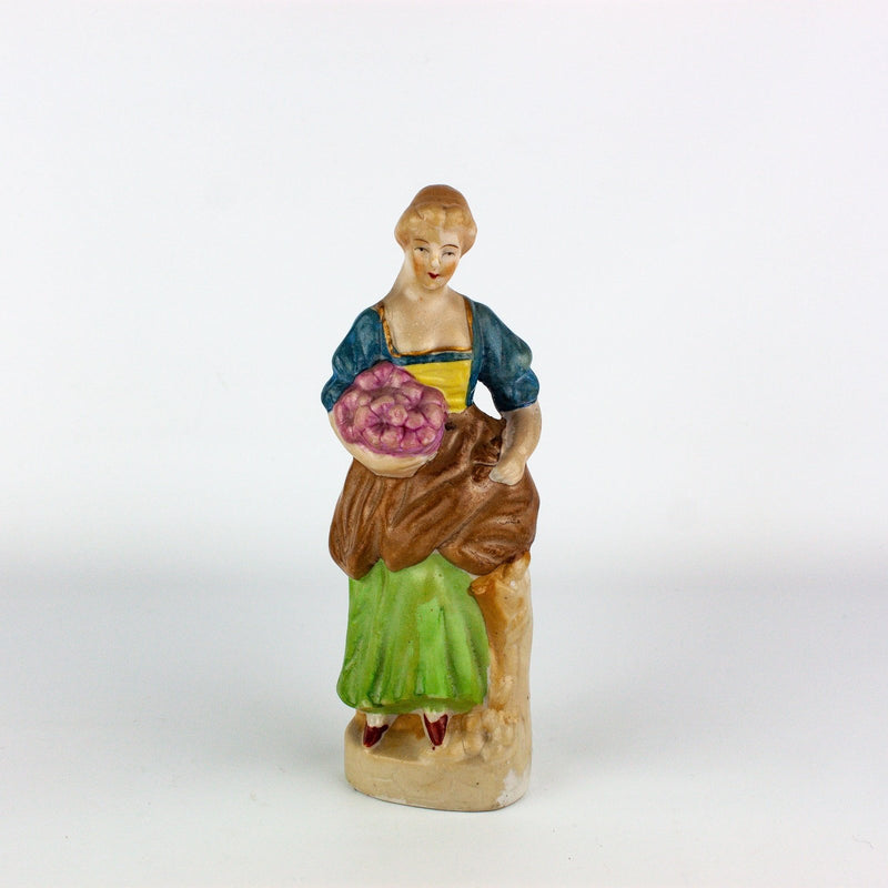 Occupied Japan Hadson Muted Colors Colonial Woman w/ Flowers 6.5 Inches 1