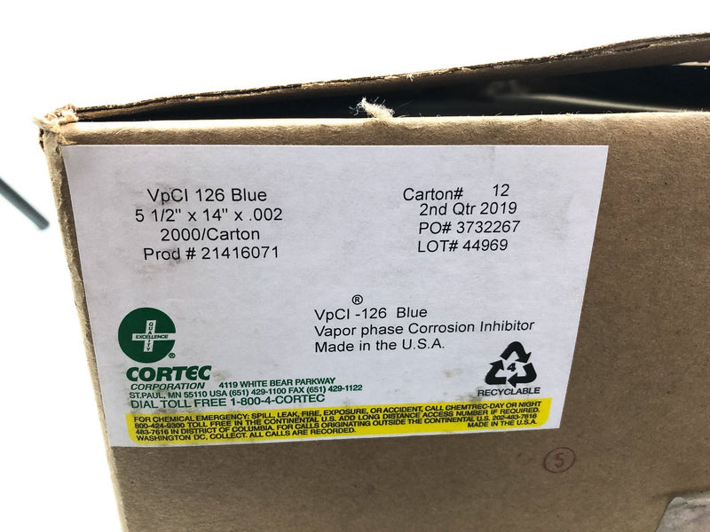 VpCI 126 Bags Handgun Storage Rust Prevention 2000ct Cortec Heat-Seal 5.5" x 14" 3