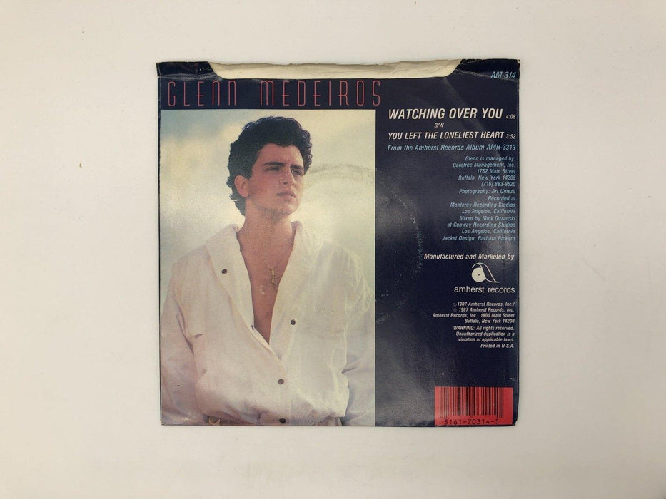 Glenn Medeiros Watching Over You Record 45 RPM Single AM-314 Amherst 1987 2