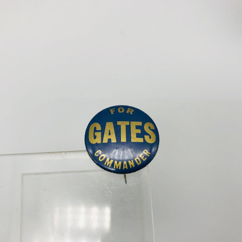 Vintage Gates For Commander Button 1" Bastian Bros Blue Gold Metal