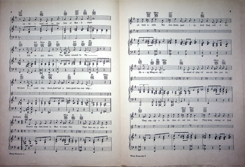 Vintage Sheet Music Ebony Rhapsody Duke Ellington 1934 Johnston Coslow Piano 4