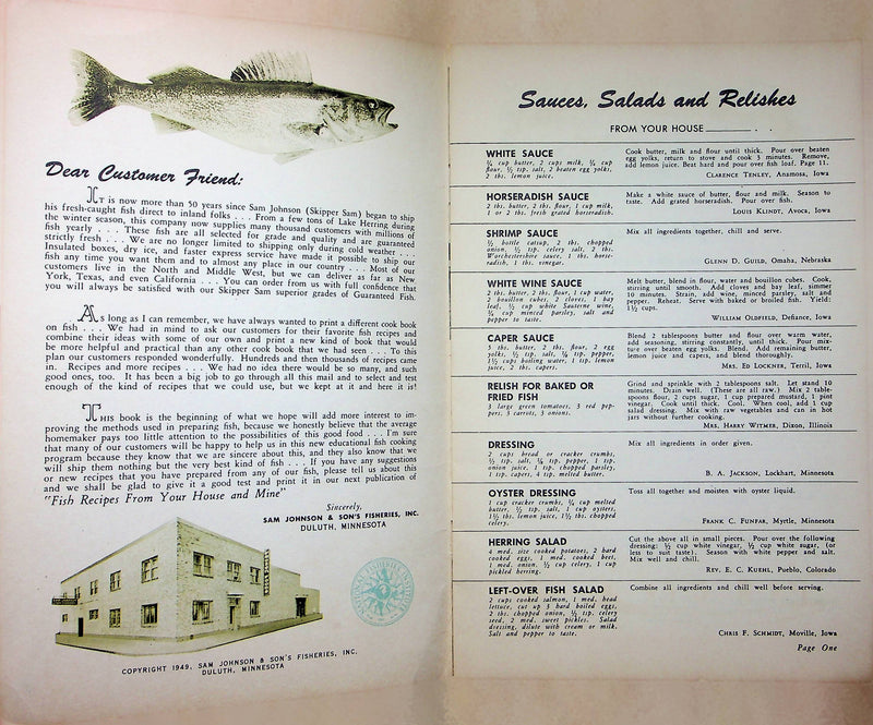 Vintage Frozen Fish Advertisement Booklet Skipper Sams Secrete Recipes Cookbook