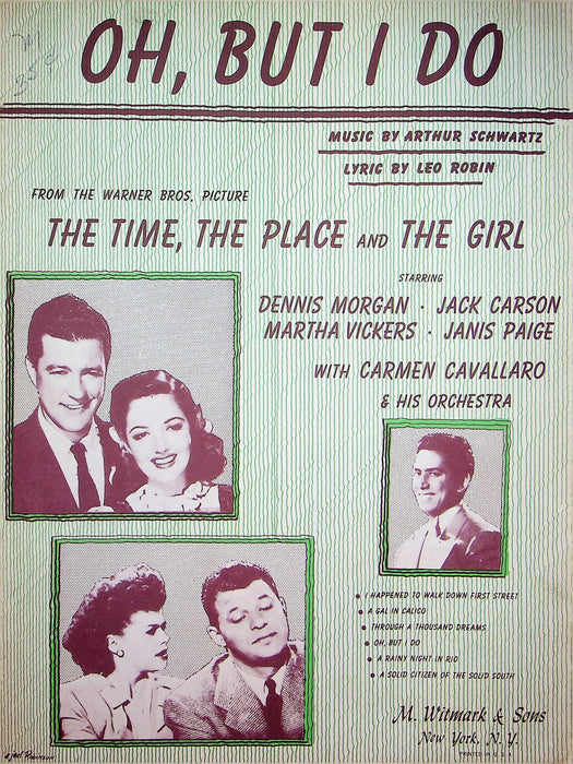 Oh But I Do Sheet Music Arthur Schwartz 1946 The Time The Place The Girl Movie 1