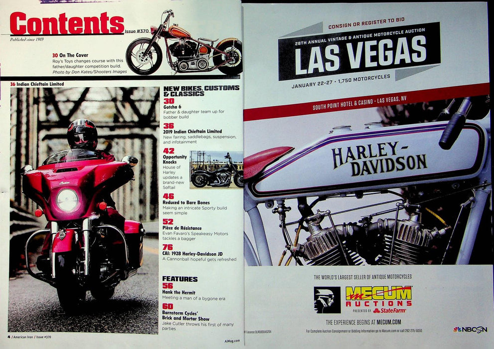 American Iron Motorcycle Magazine Jan # 370 2019 1928 Harley JD Coast Racer