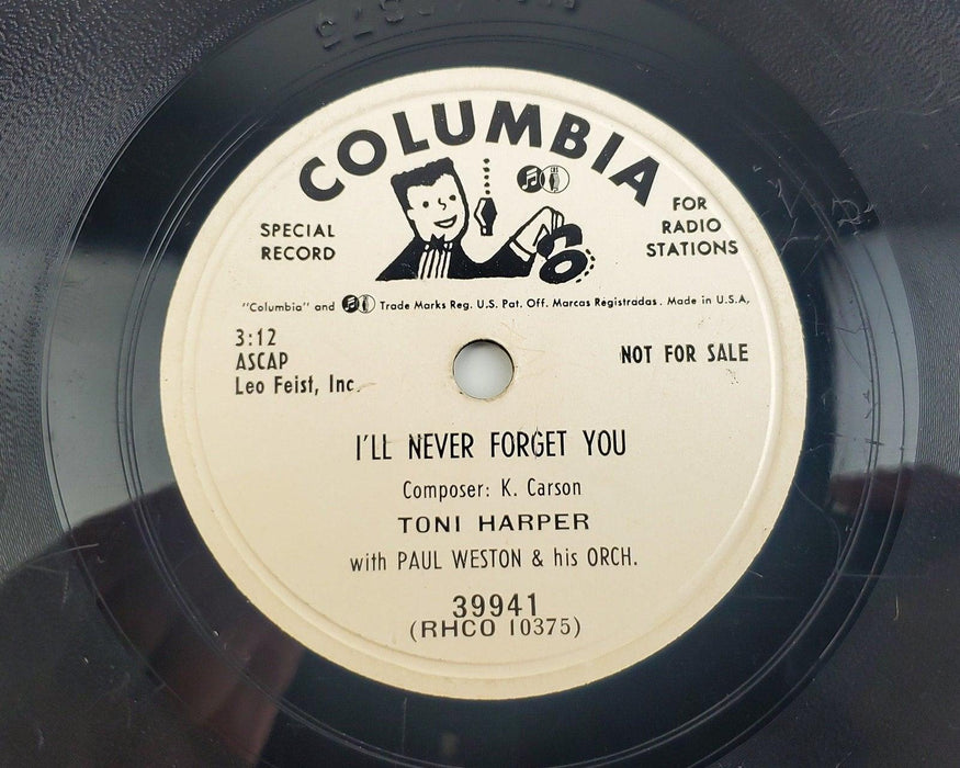 Toni Harper I'll Never Forget You / Silly 78 Single Record Columbia 1953 Promo 1