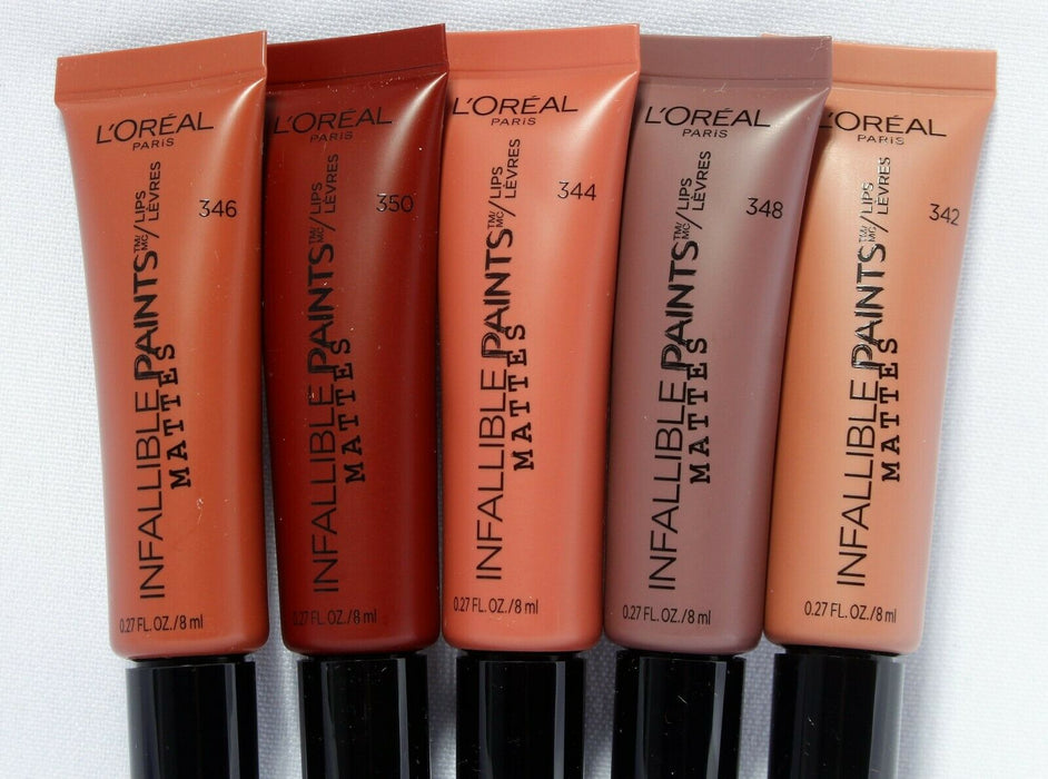 L'Oreal Infallible Paints Mattes Lips Lip Color .27oz. Lot of 5 Different Colors