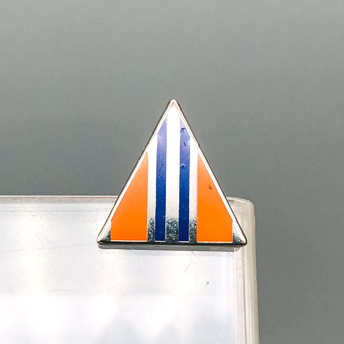 Genuine U.S Military Issued Pin Device I-21 Orange Triangle 2 Blue Stripes 2