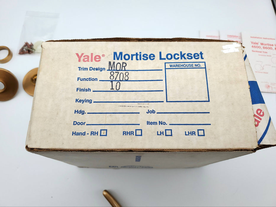 Yale Mortise Lockset Door Handle MOR 8708 Left Hand Satin Bronze 2-3/4 BS NOS