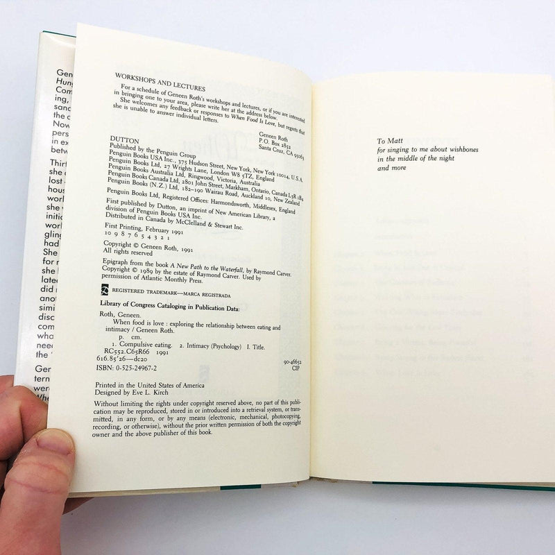 When Food Is Love Hardcover Geneen Roth 1991 Intimacy Compulsive Eating 8