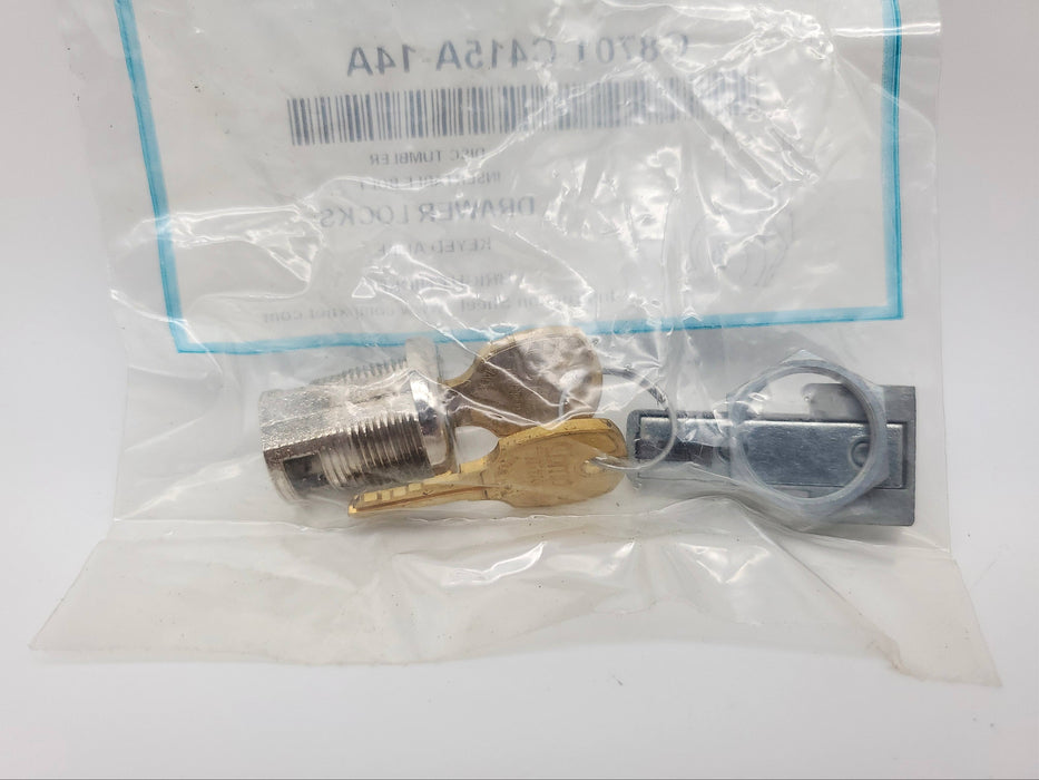 CompX Drawer Lock C8701 Insertable Bolt Bright Nickel Keyed Alike C415A NOS