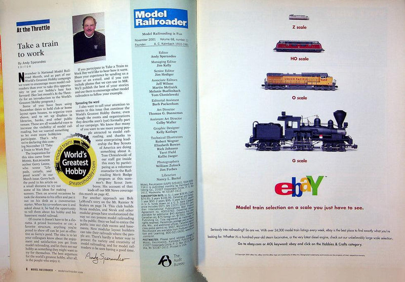 Model Railroader Magazine November 2001 Vol 68 No 11 Make A Good Engine Great