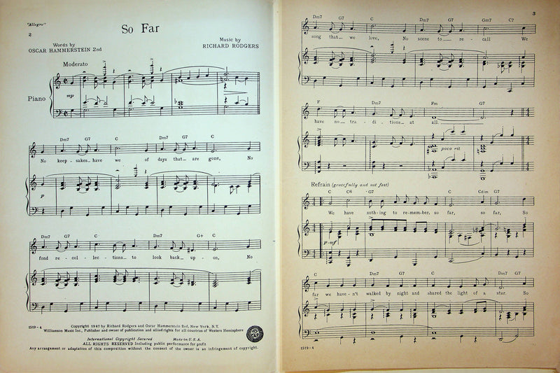 Allegro Musical Play Sheet Music Rodgers Hammerstein 2nd Piano Vocal 1947 Song 2