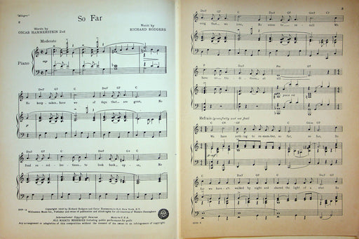 Allegro Musical Play Sheet Music Rodgers Hammerstein 2nd Piano Vocal 1947 Song 2