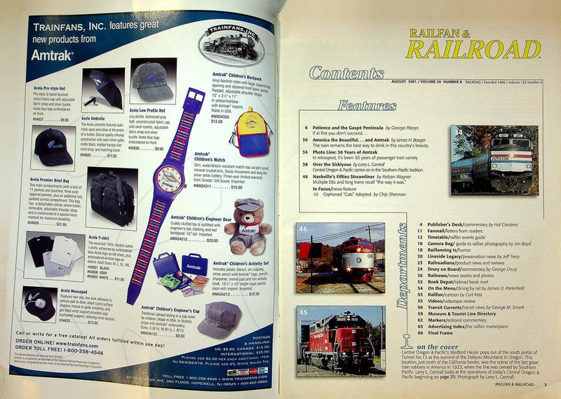 Railfan & Railraod Magazine August 2001 Vol 20 No 8 Central Oregon & Pacific