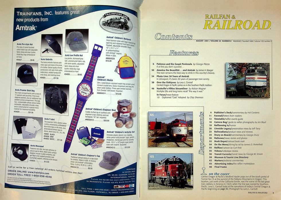 Railfan & Railraod Magazine August 2001 Vol 20 No 8 Central Oregon & Pacific