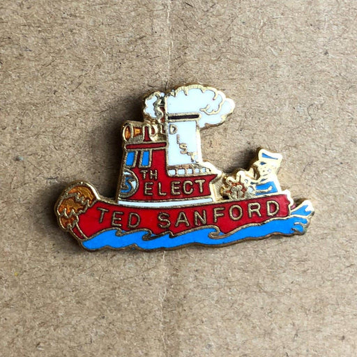 Ted Sanford Lapel Pin Steamboat 5th Elect Politician Campaign Trail Enamel 2