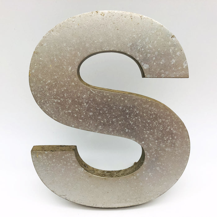 Cast Aluminum Letter S 8" Sign Spanjer Bro Chicago Brushed Architectural Salvage