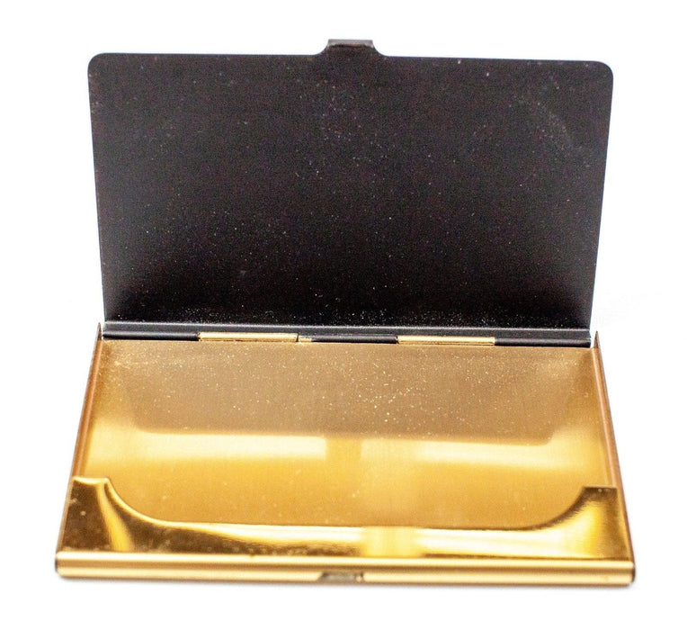 Metal Business Card Holders: Matte Black & Gold Toned - Lot of 2 | USED 9