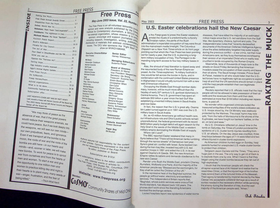 The Free Press Magazine May-Jun 2003 Kent State Shootings May 4th Conspiracy OH