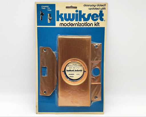 Vtg Kwikset Door Hardware Kit Brushed Bronze 2 Strike Plates & 2 Escutcheons NOS 1