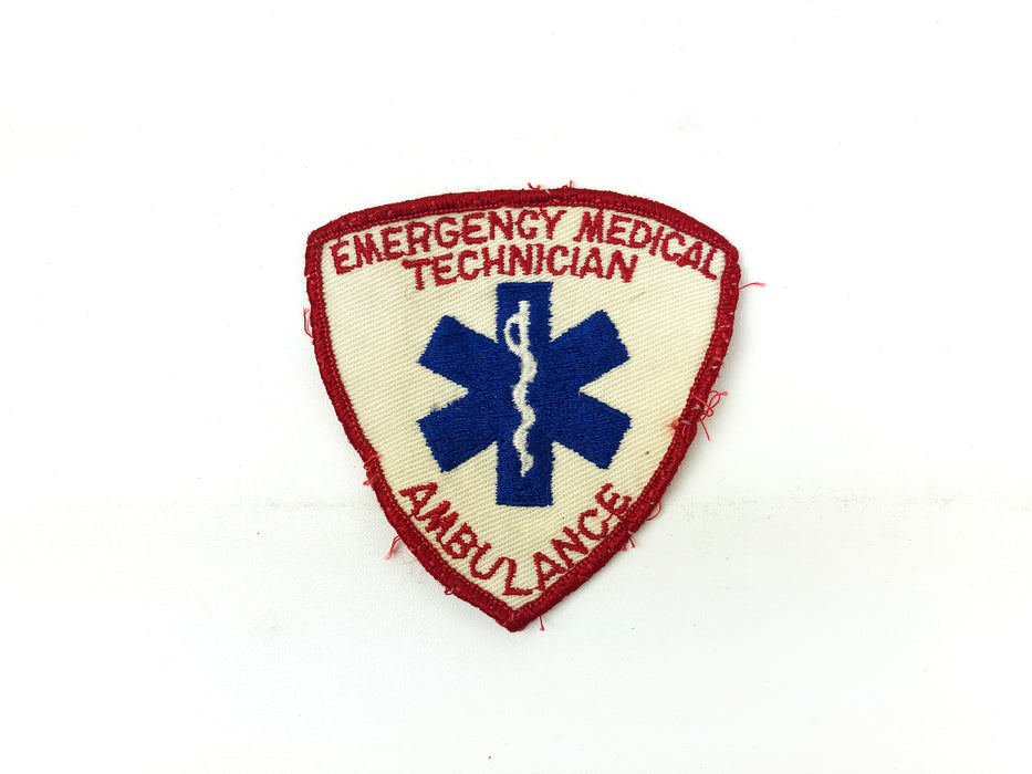 Vintage Emergency Medical Technician Patch Red Embroidered Ambulance Fire EMT