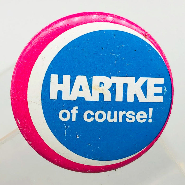 Hartke Of Course Button Pin 1.25" Indiana Senator Presidential Campaign Pink 2