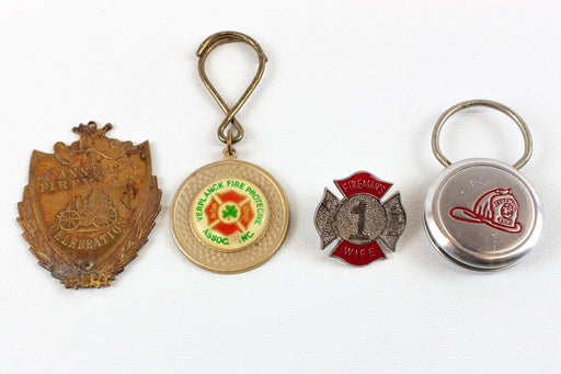 Fireman Firefighter Trinkets Lot Of 4 - Keychains, Pin & Commemorative Medal 1