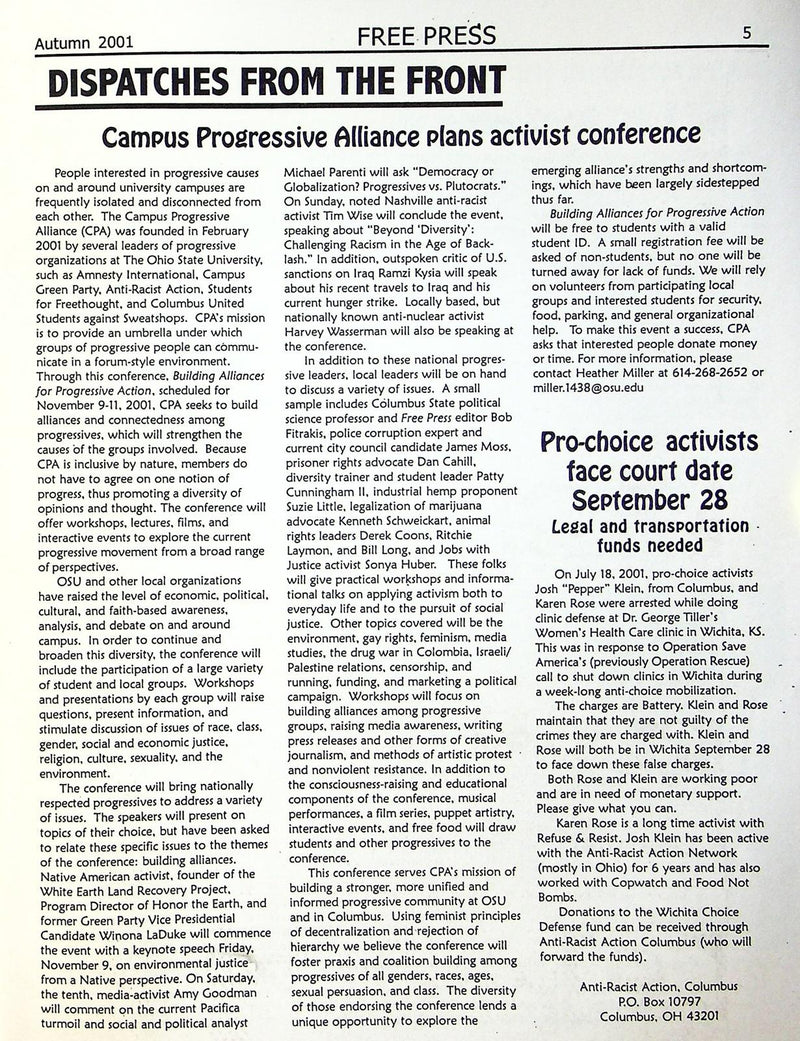 The Free Press 2001 Vol 31 # 4 Jesse Helms, Siege at Rainbow Farms