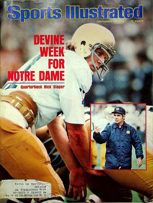 Sports Illustrated Magazine Sep 29 1975 Rick Slager Notre Dame 2 Wins in 1 Week