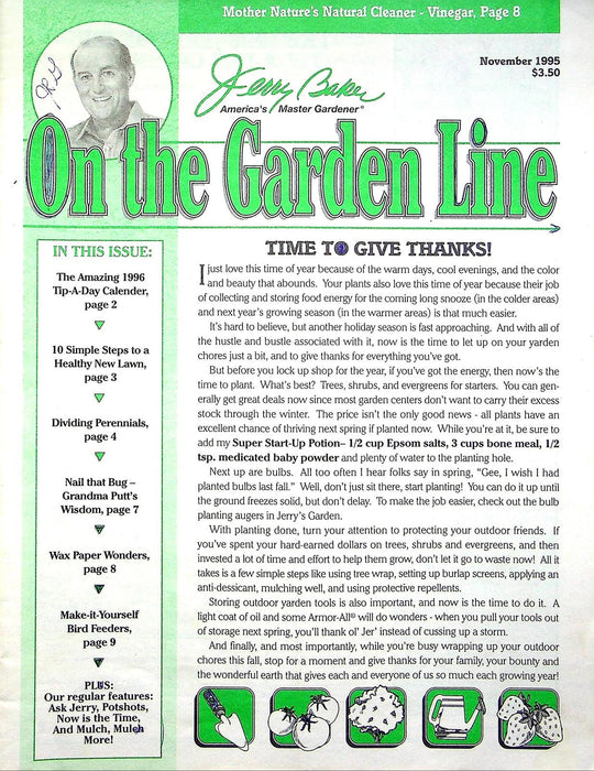 On The Garden Line Magazine November 1995 10 Steps to a Healthy Lawn, Perennials