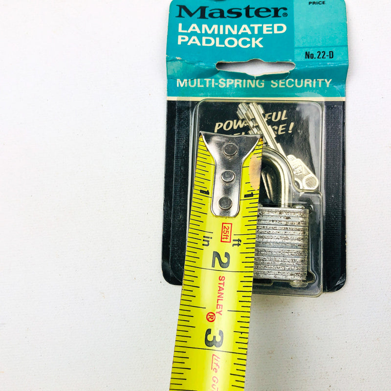 Vintage No 22-D Master Lock Padlock 1" Shackle New Old Stock NOS Multi Spring