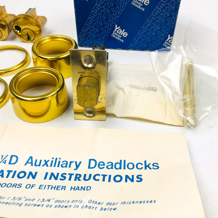 Yale Tubular Deadlock 6 Pin Cylinder Locks 170 1/4 US03 Bright Brass KA4 New NOS