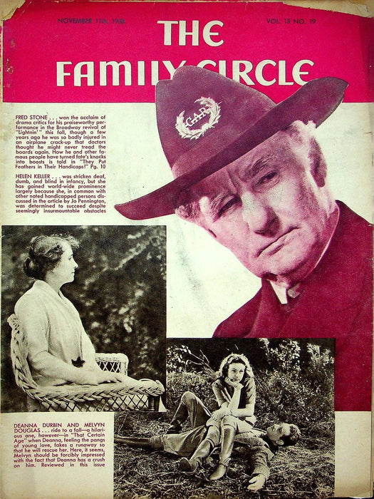 The Family Circle Magazine November 11 1938 Vol 13 No 19 Helen Keller 1