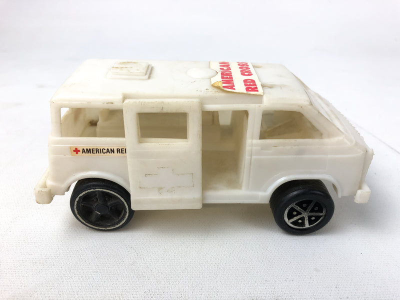 Plastic Ambulance Toy Paramedic American Red Cross Van White Door Opens