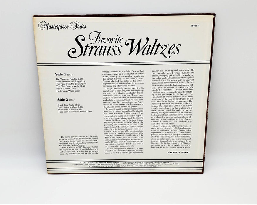 Johann Strauss Jr. Favorite Strauss Waltzes LP Record Sine Qua Non 1983 75529-1 2