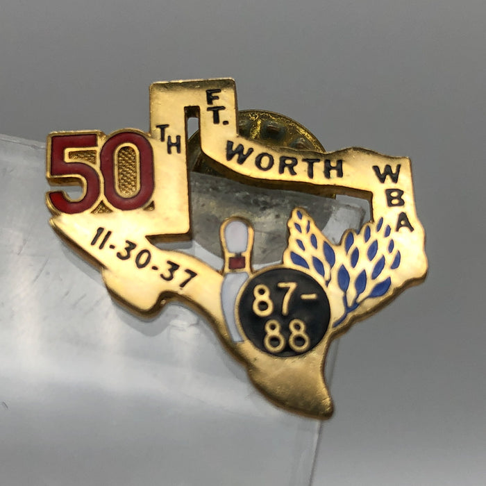 Womens Bowling Association Lapel Pin Pinback WBA 50th Year Fort Worth Texas