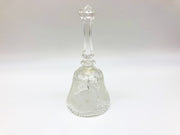 Vintage Lead Crystal Bell 8" Etched 3 Rose Flower Frosted Panels Dinner Table 6
