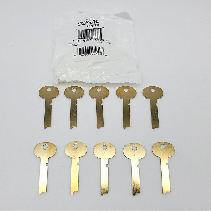 10x Ilco 1396S Key Blanks Safe Deposit Box Renter Nickel Silver Gold Tone NOS