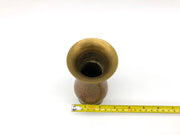 Vintage Solid Brass Vase Etched Enamel Floral Pattern 6in Tall Hand Engraved 9