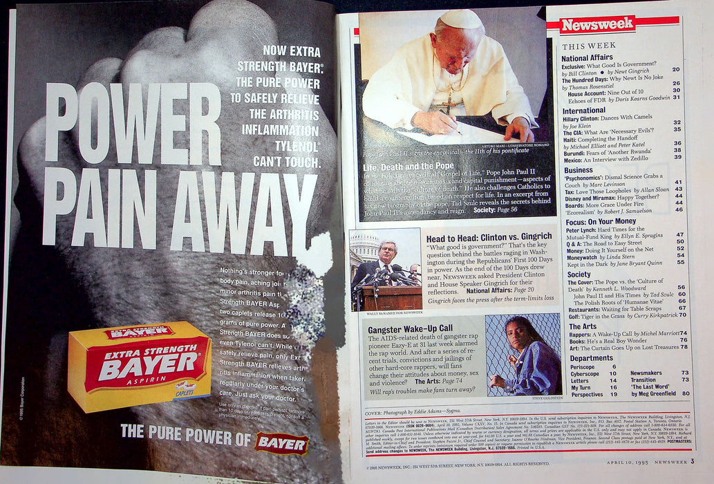 Newsweek Magazine April 10 1995 Pope John Paul II Death Plea To Americans