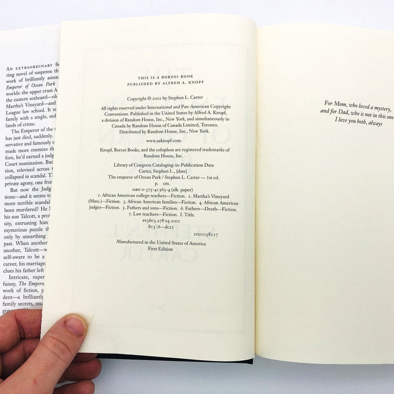 The Emperor Of Ocean Park Hardcover Stephen L Carter 2002 Law Professor Book Clu 8