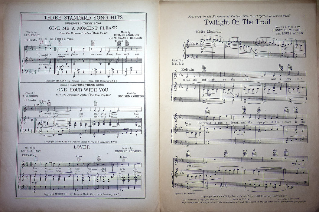 Vintage Sheet Music Twiligh On The Trail 1936 Sylvia Sidney Fred MacMurray Piano 3