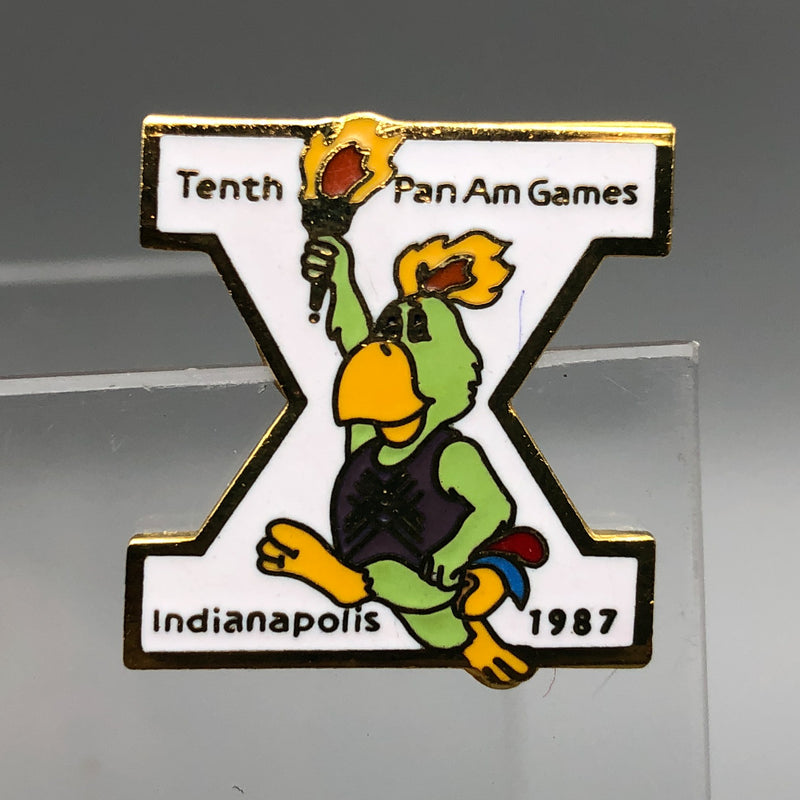 Vintage Pan Am Games Lapel Pin Indianapolis 1987 10th Year Enamel Bird Torch